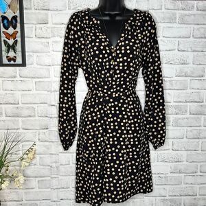 mudpie Tan & Black Samantha Dress Shirt Dress Size Medium Polka Dot
